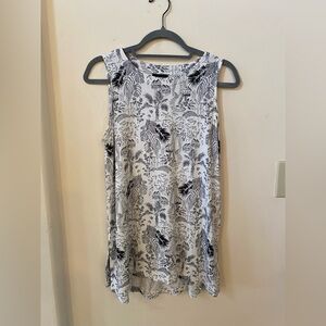 J. Jill Wearever Collection Tropical Palm Print Sleeveless Tank Top Size S